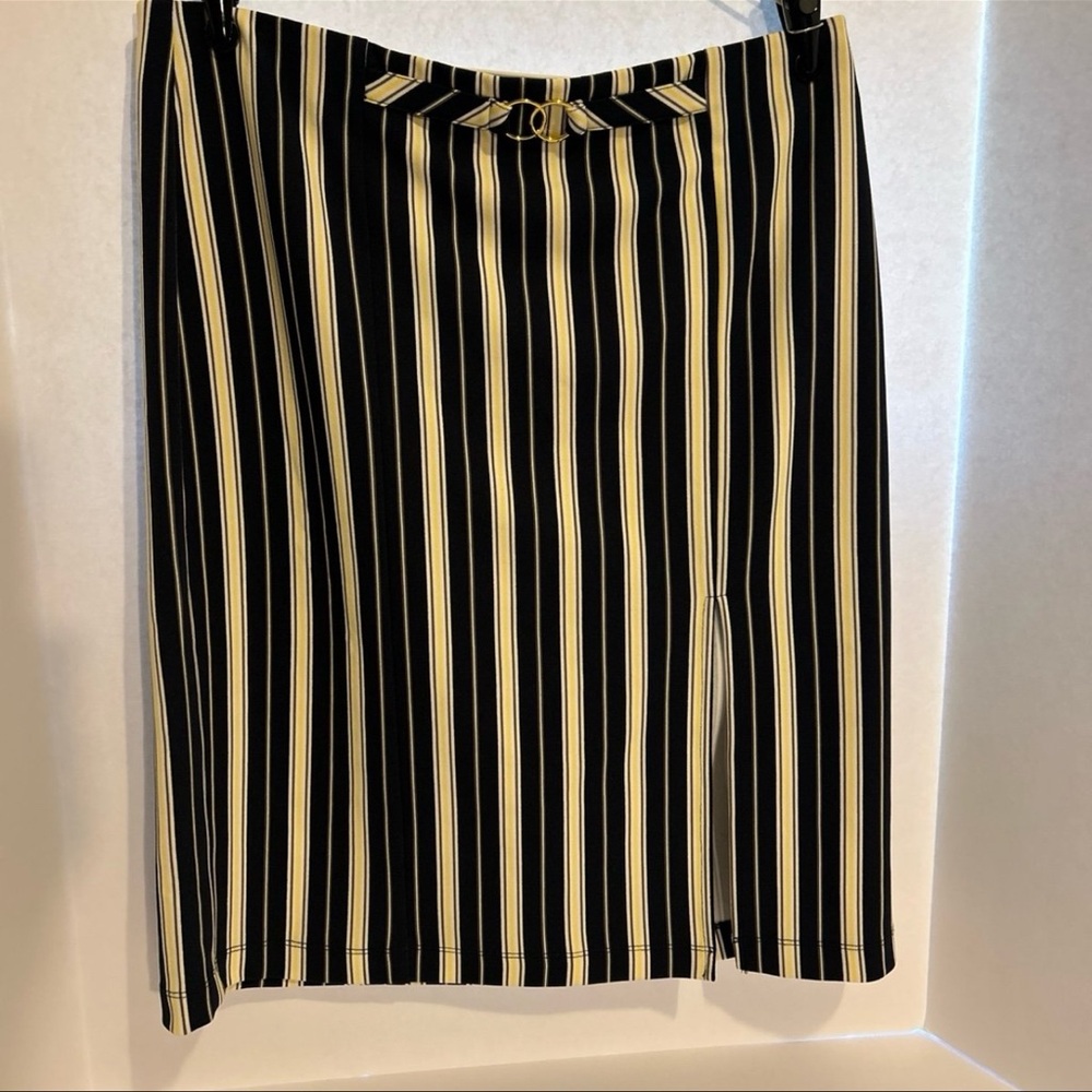 Cato Elegant Black and Cream Striped Pencil Skirt
